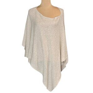 WHITE WARREN 100% Cashmere Wrap Poncho One Size Cream Boho Lagenlook Minimalist